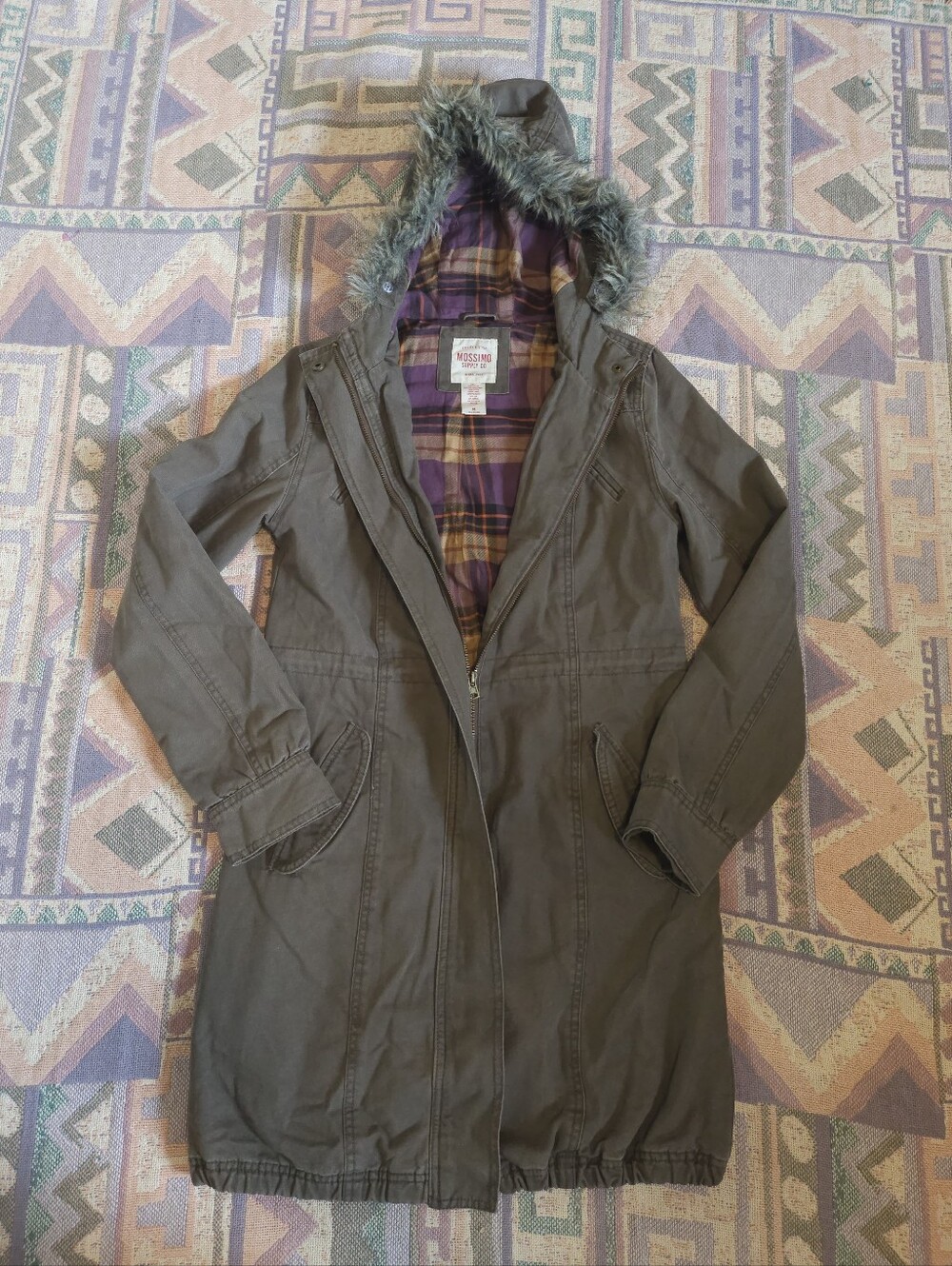 Mossimo Supply Military Hooded Jacket Faux Fur Size Medium